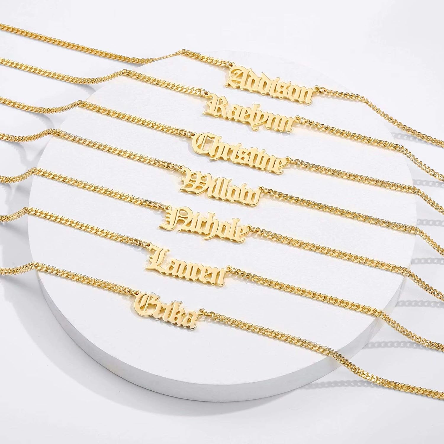 Gold Custom Name Necklace Personalized, Michelle 14K Gold Plated Personalized Name Necklace Gold Customized Necklace Jewelry Name Plate Necklace Personalized Gifts for Women Gothic Font Style