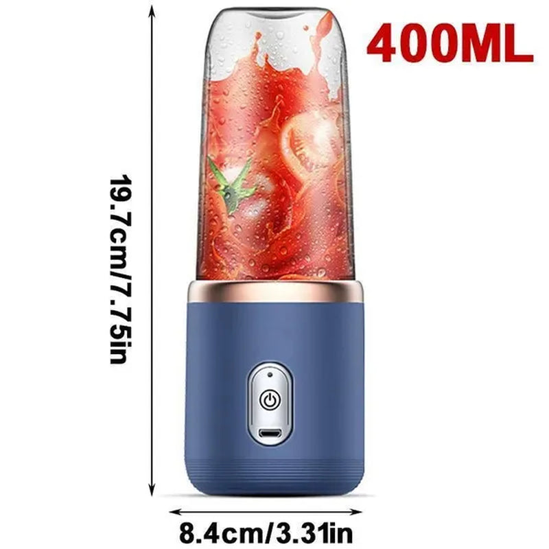 Portable Blender with 2 Cups,14.6 Oz /400ML Mini Blender for Shakes and Smoothies,Personal Blender with Rechargeable Usb,Fruit,Smoothie,Baby Food Mixing Machine Blender with 6 Blades ,For Home,Kitchen,Travel ,Sports (Blue/Pink)