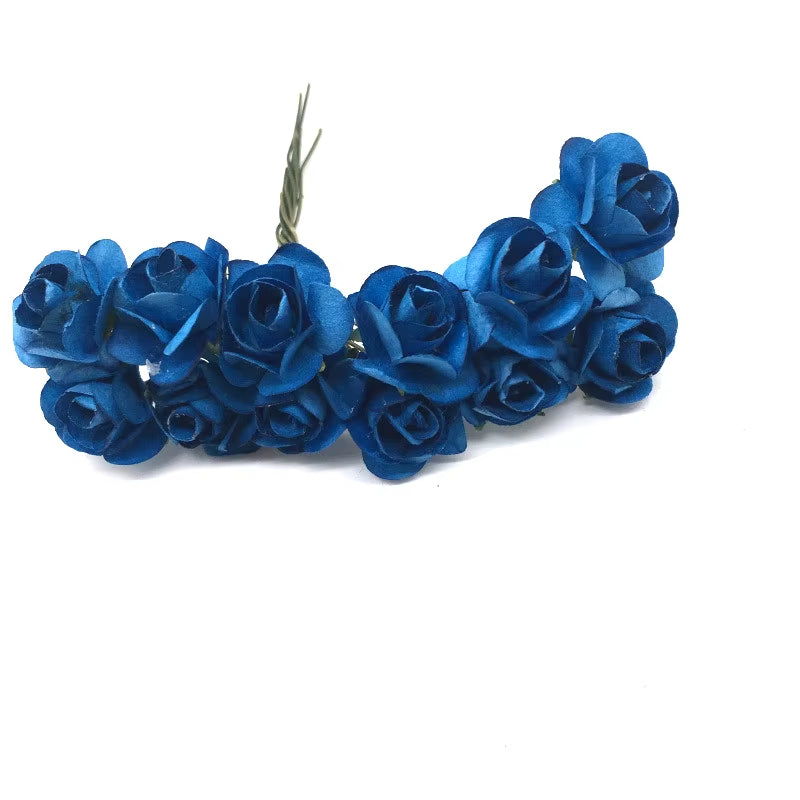36Pcs 2Cm Mini Paper Rose Artificial Flowers Bouquet for Wedding Party Decoration Scrapbooking DIY Crafts Small Fake Flowers