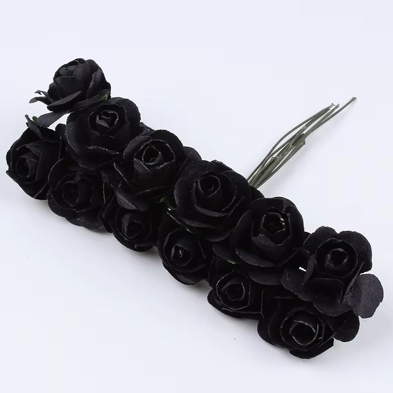 36Pcs 2Cm Mini Paper Rose Artificial Flowers Bouquet for Wedding Party Decoration Scrapbooking DIY Crafts Small Fake Flowers