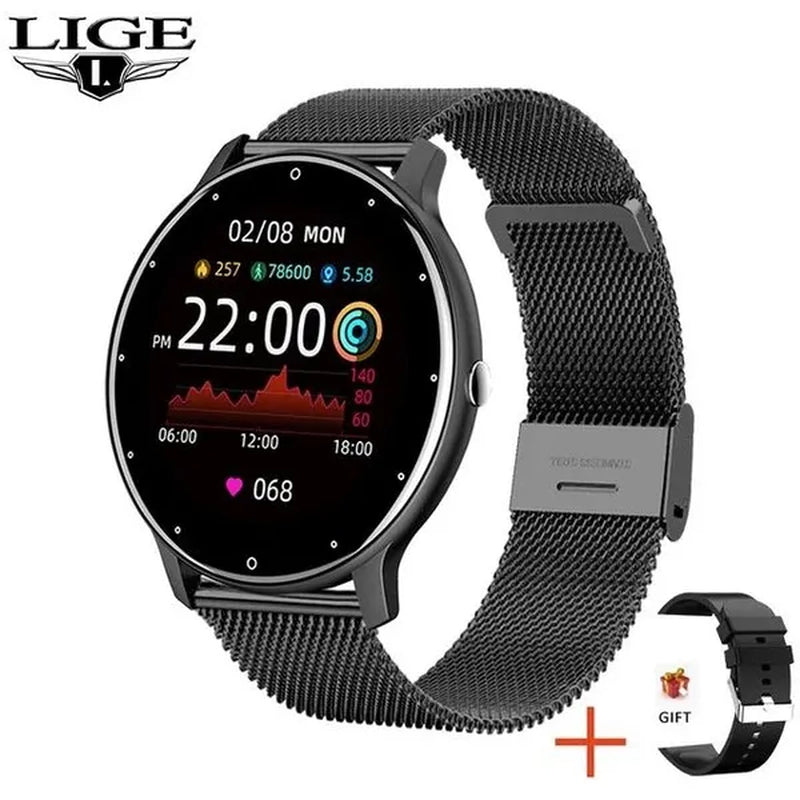 LIGE 2024 Smart Watch Ladies Full Touch Screen Sports Fitness Watch IP67 Waterproof Bluetooth for Android Ios Smart Watch Female