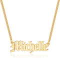 Gold Custom Name Necklace Personalized, Michelle 14K Gold Plated Personalized Name Necklace Gold Customized Necklace Jewelry Name Plate Necklace Personalized Gifts for Women Gothic Font Style