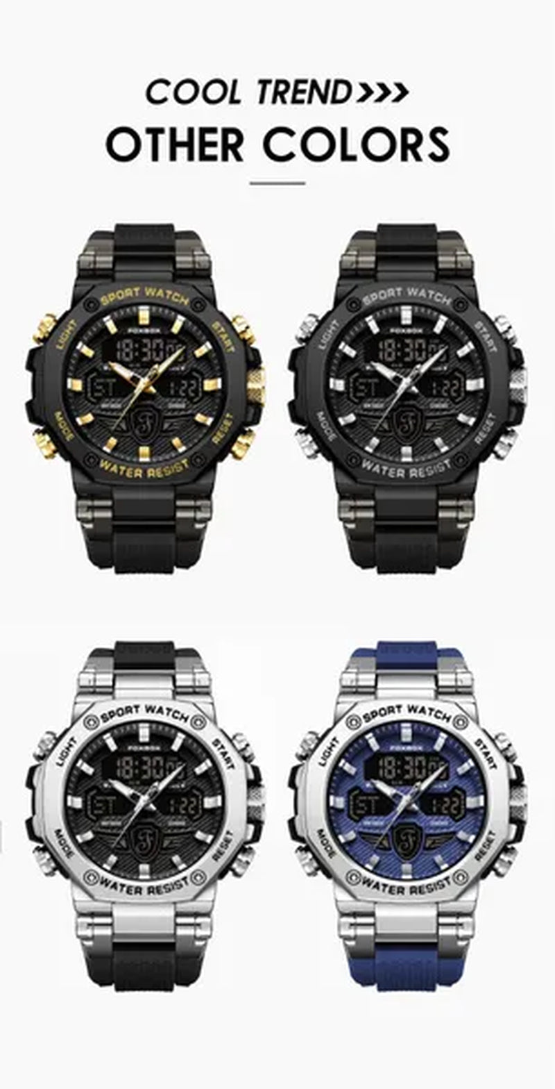 FOXBOX Men'S Business Watch Fashion Top Brand Luxury Creative Design Stainless Steel Quartz Watch Waterproof Chronograph Watch